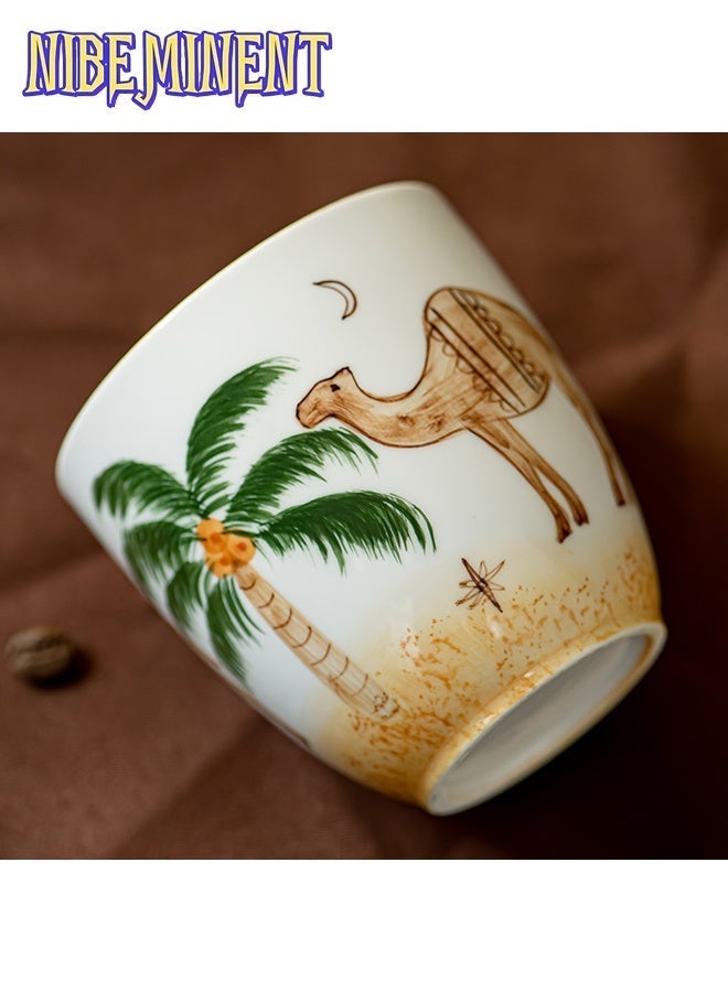NIBEMINENT 1pc 230ml Desert Camel & Palm Tree Ceramic Coffee Mug- Reusable, Ideal for Family Gatherings & Special Occasions, Desert-Themed Gift, Desert Coffee Mug | Desert Theme Decor | Durable Ceramic Mug, Coffee Mug, Gift for Saudi National Day - Image 4